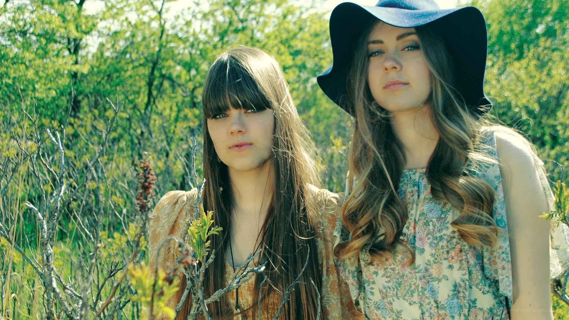 Two women in a forest