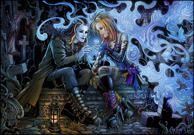 Two Women in a Graveyard