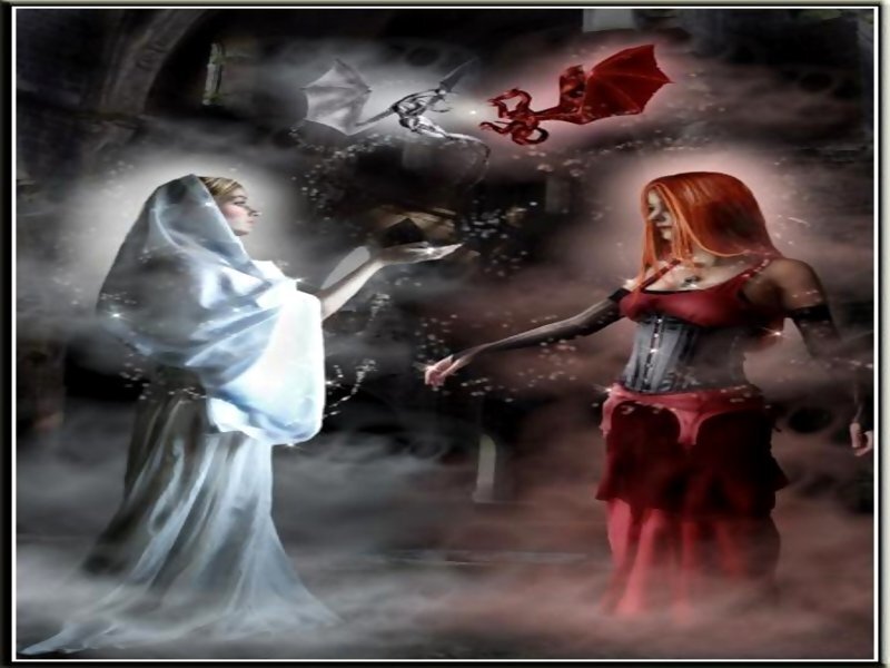 Two women in a magical duel