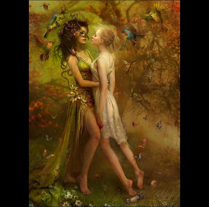 Two women in a magical forest