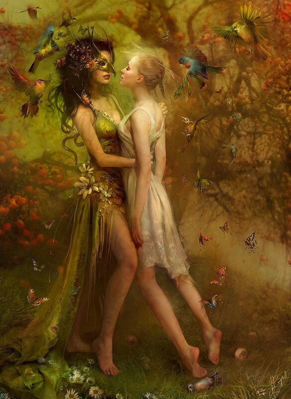 Two women in a magical forest