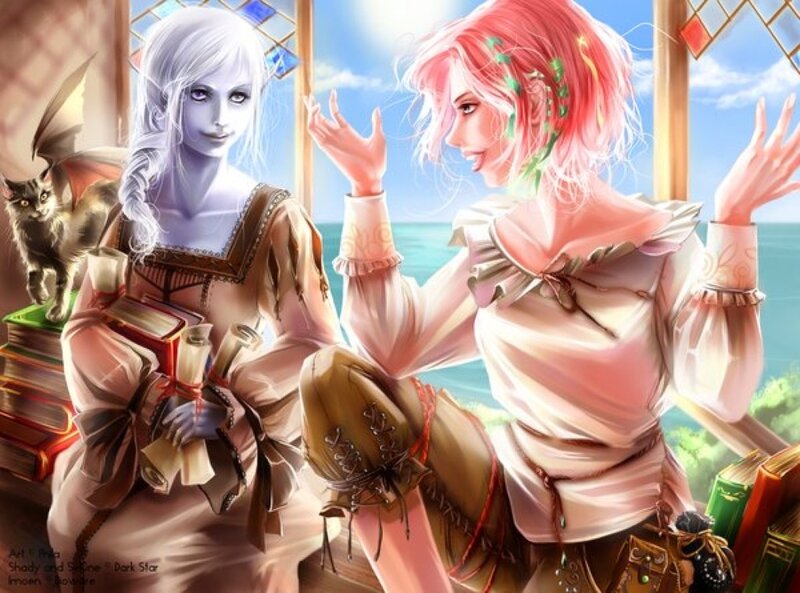 Two women in a magical room