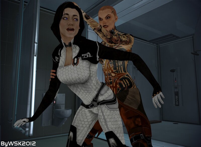 Two women in a sci-fi corridor