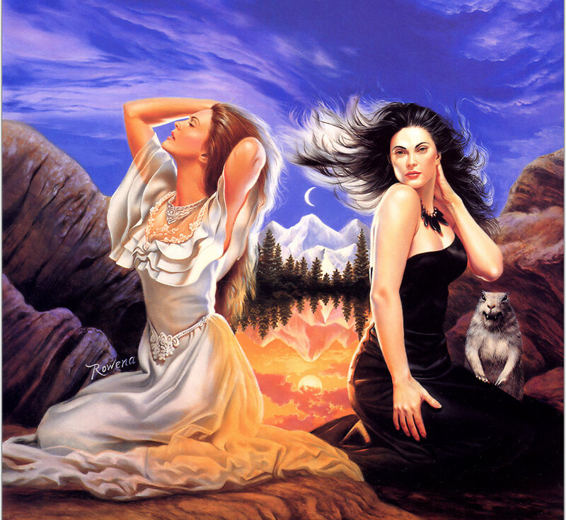 Two women in a surreal landscape