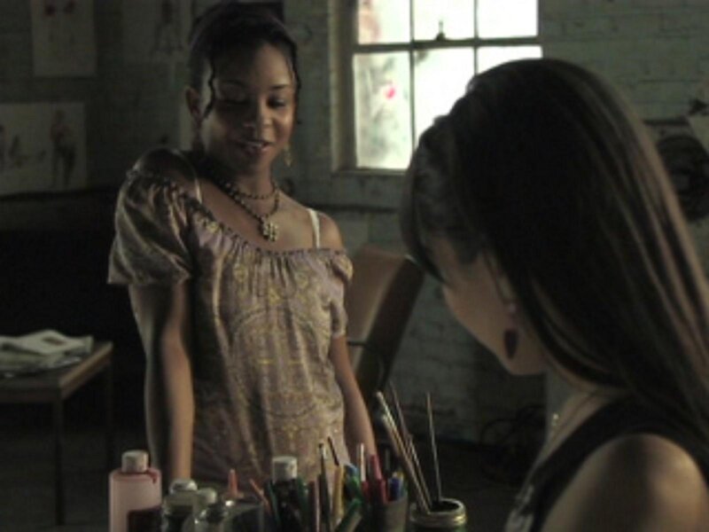 Two women in an art studio