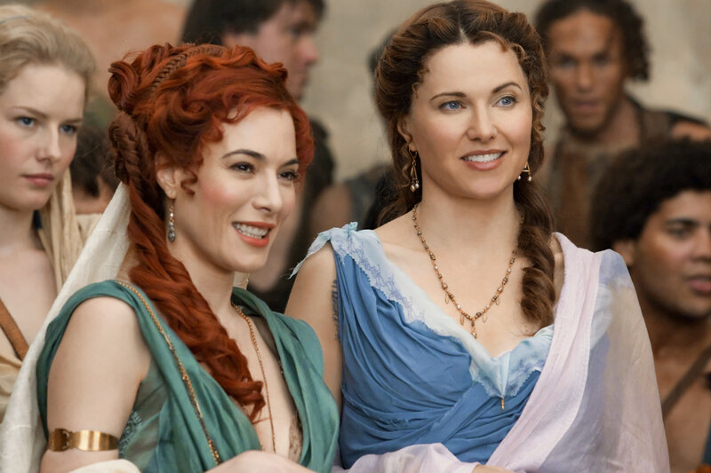 Two Women in Ancient Attire — Blue