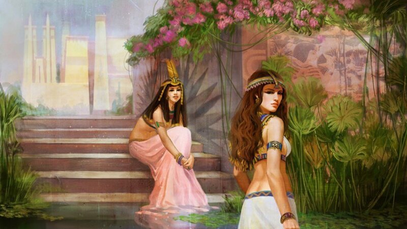 Two Women in Ancient Attire — Pink