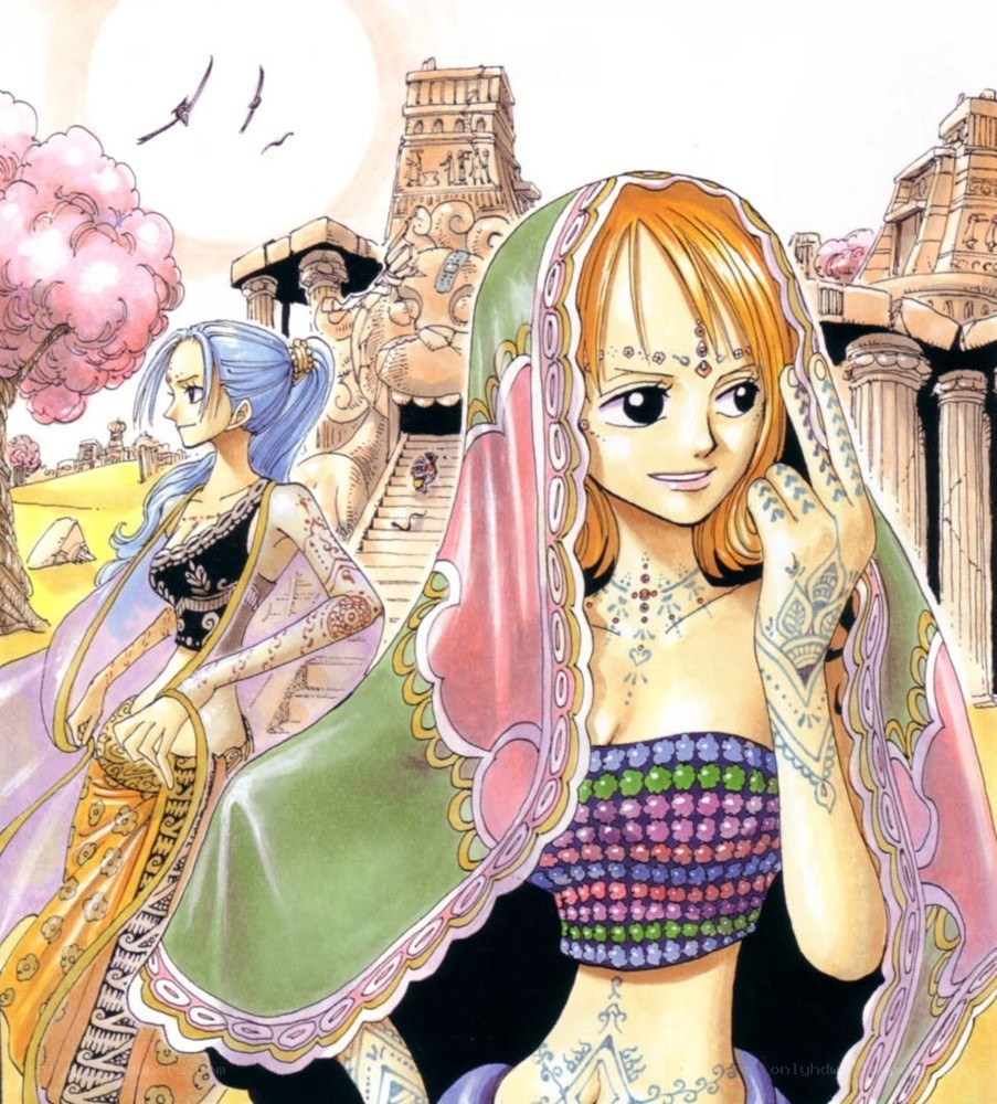 Two women in ancient ruins