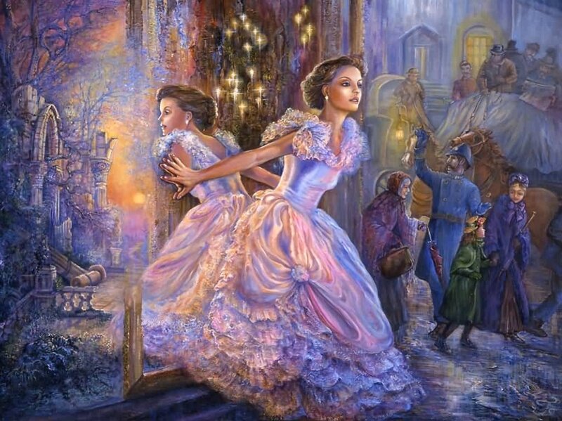 Two women in ball gowns