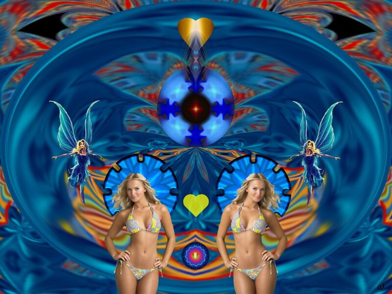 Two Women in Bikinis — Blue, Fantastical