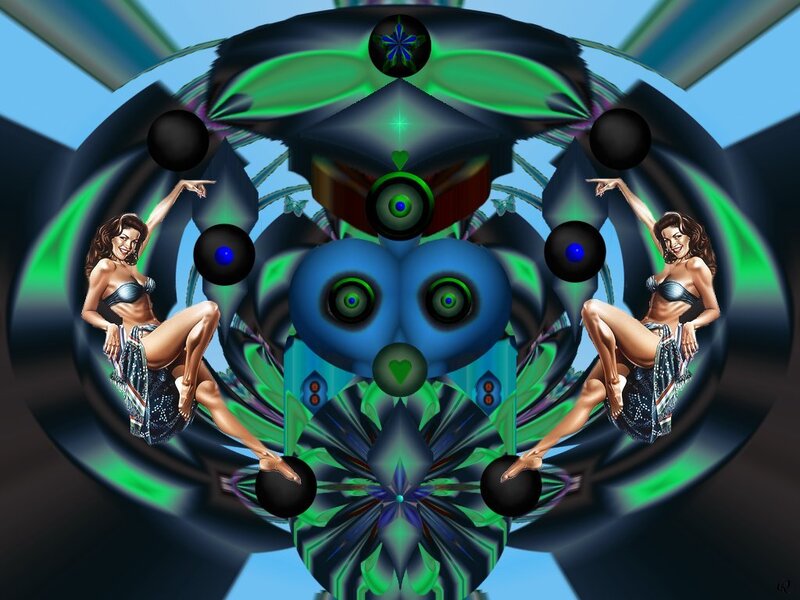 Two Women in Bikinis — Blue, Surreal