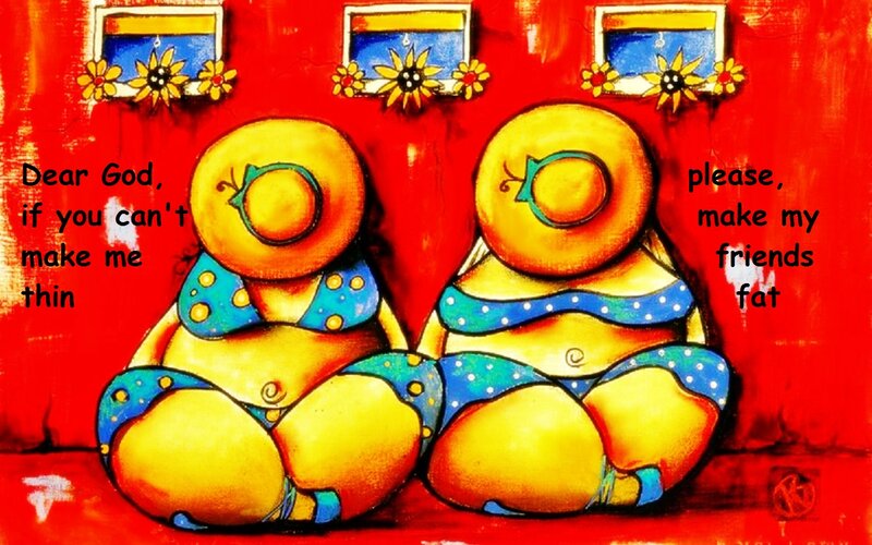 Two Women in Bikinis — Red, Humorous