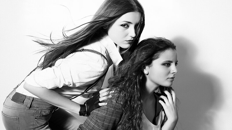 two women in black and white