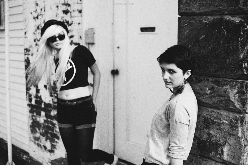 Two women in black and white