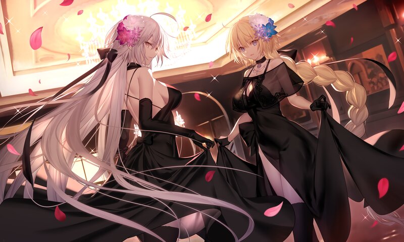 Two Women in Black Dresses — Dramatic, Night