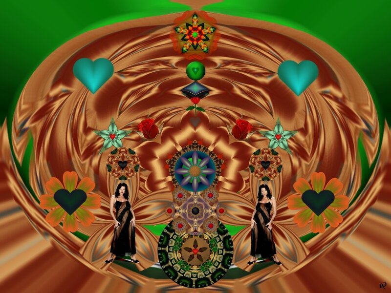 Two Women in Black Dresses — Green