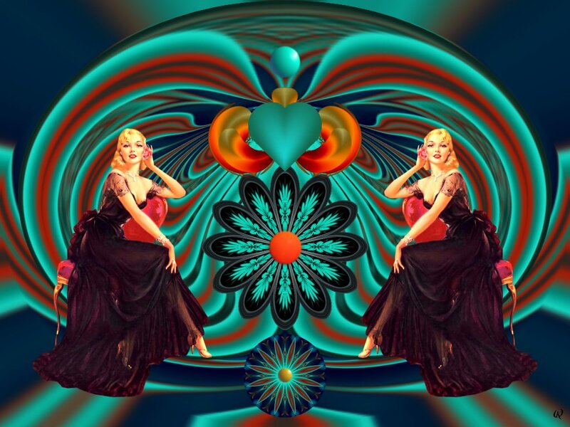Two Women in Black Dresses — Teal