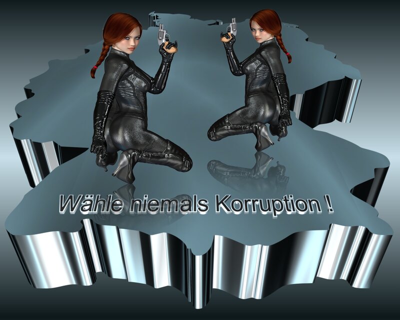 Two Women in Black Suits — Dramatic, 3d Render