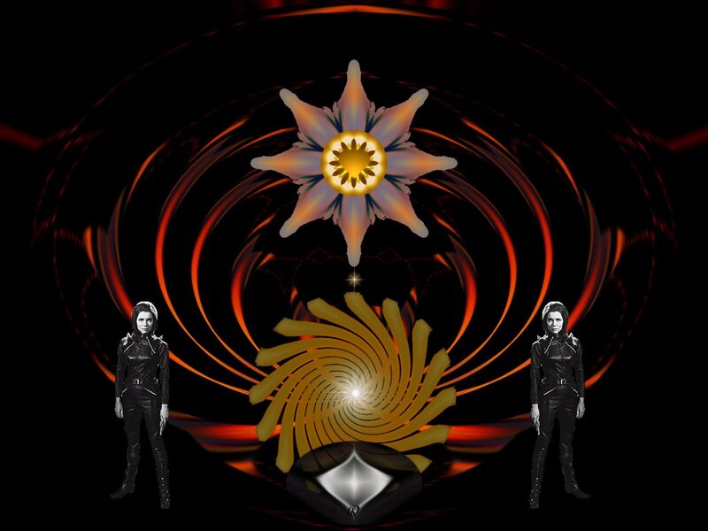 Two Women in Black Suits — Dramatic, Digital Art