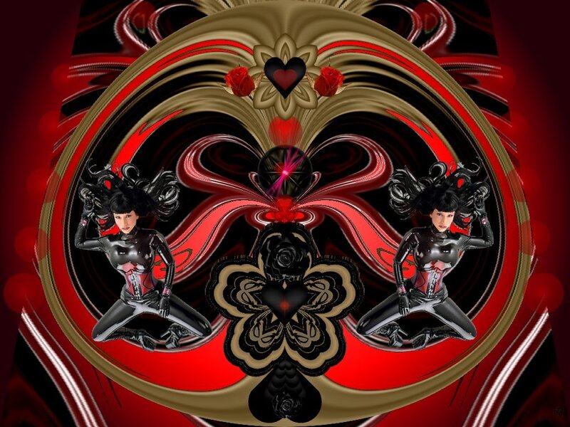 Two Women in Black Suits — Red, Dramatic