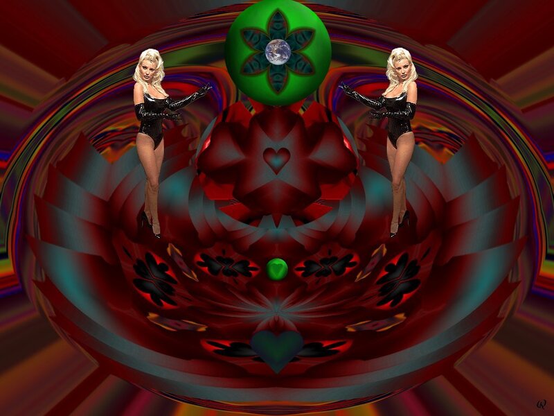 Two Women in Black Suits — Red, Surreal