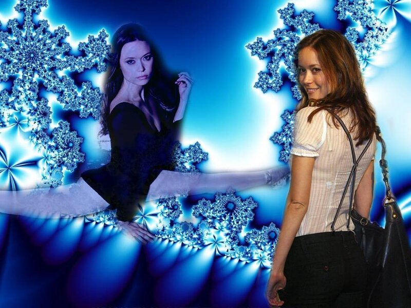 Two Women in Blue Background