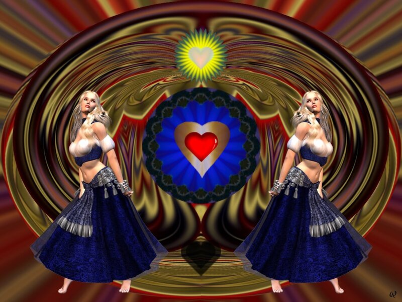 Two Women in Blue Dresses — Dramatic, Digital Art