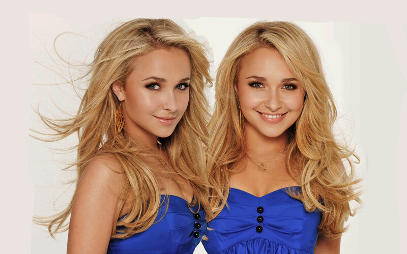 Two Women in Blue Dresses — Friendly