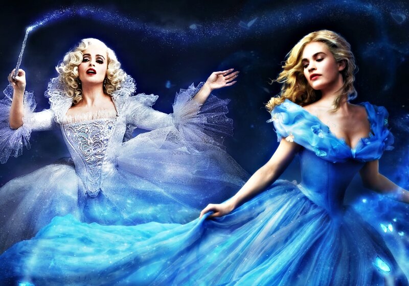 Two Women in Blue Dresses — Magical, Night