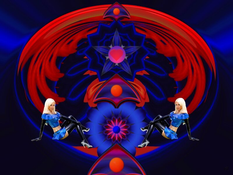 Two Women in Blue Outfits — Dramatic
