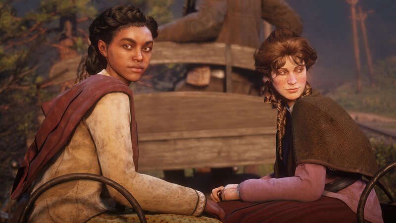 Two Women in Carriage — Brown