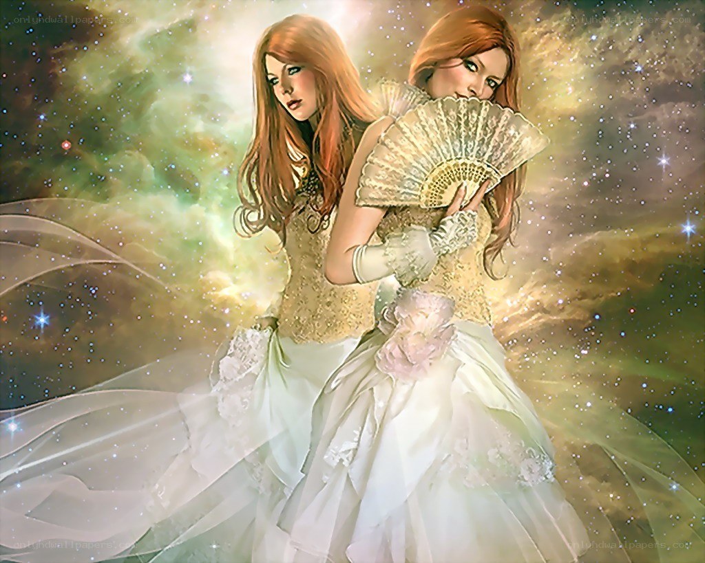 Two women in celestial gown