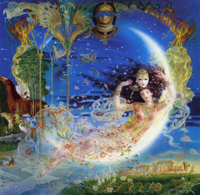 Two Women in Celestial Scene