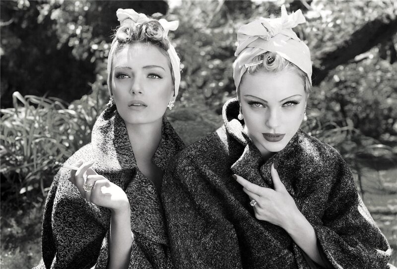 Two Women in Coats — Black, Dramatic