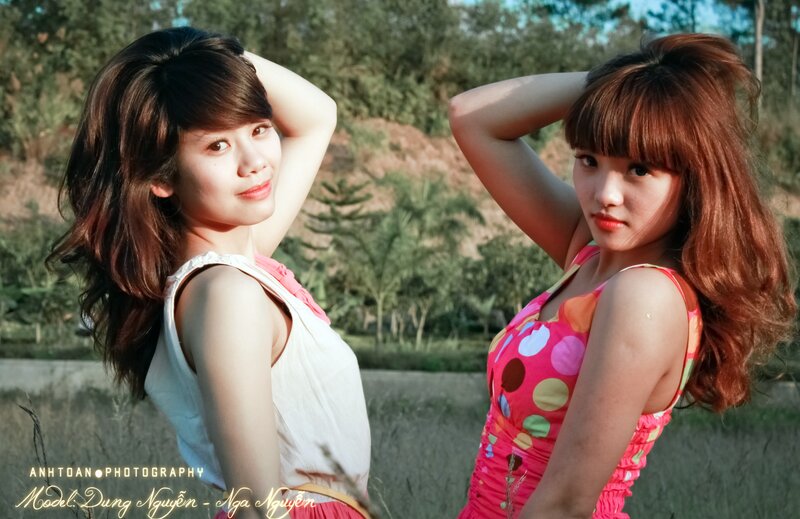 Two women in colorful dresses