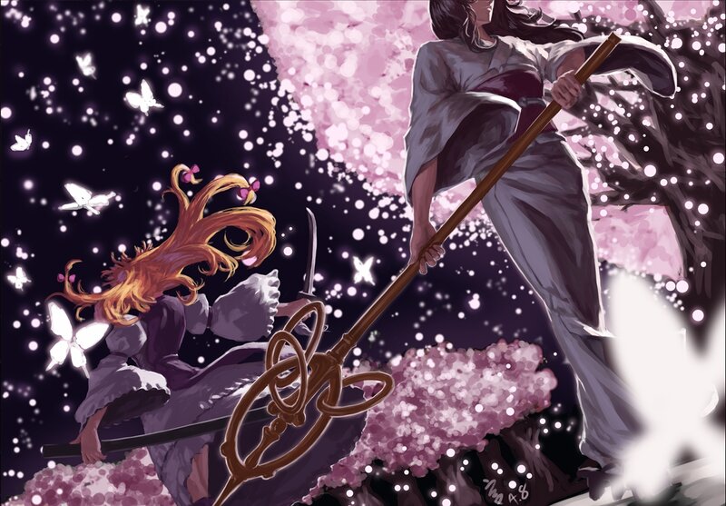 Two Women in Combat — Purple, Dramatic, Night