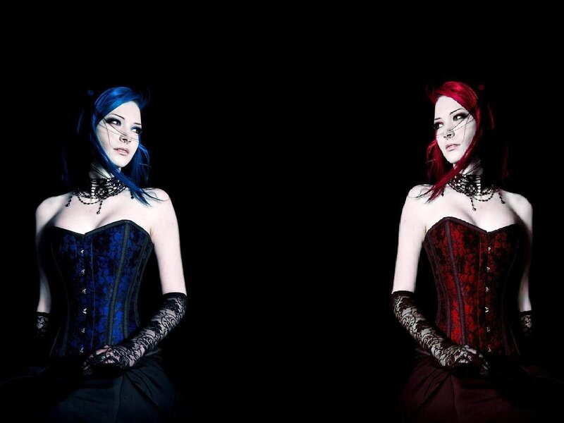 two women in corsets