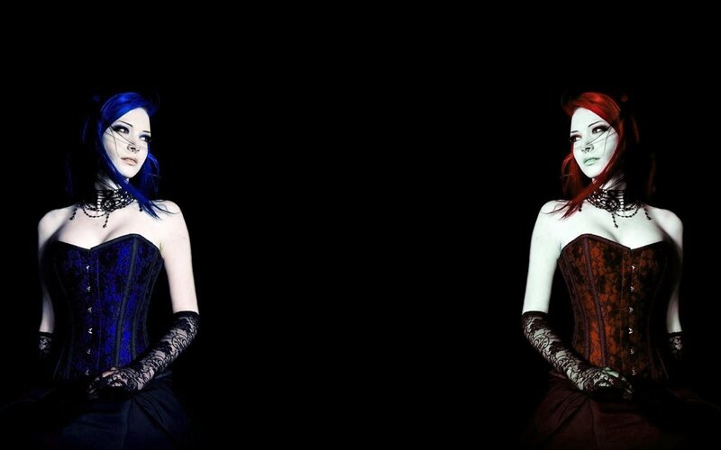 Two Women in Corsets — Black, Dramatic