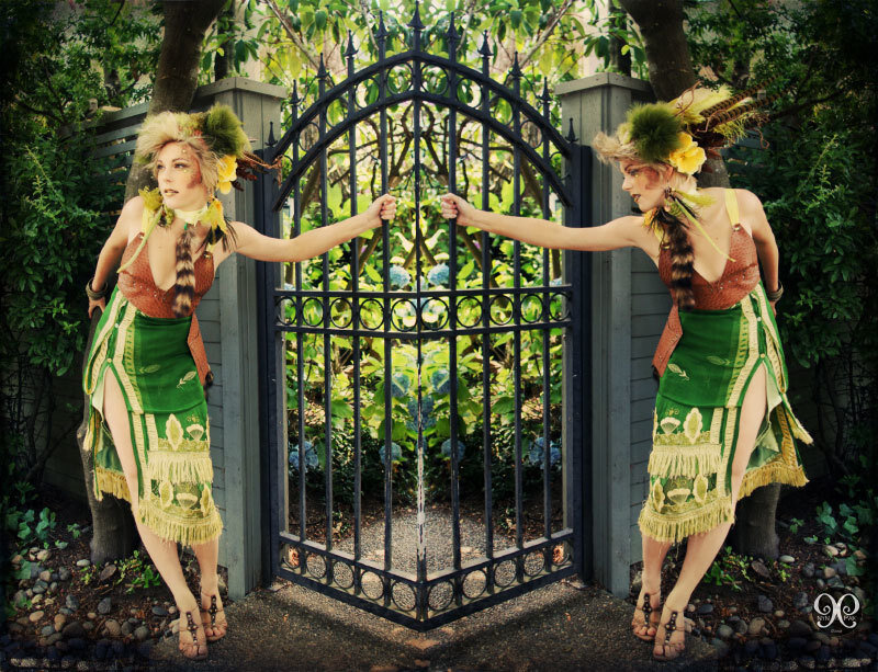 Two Women in Costumes — Green