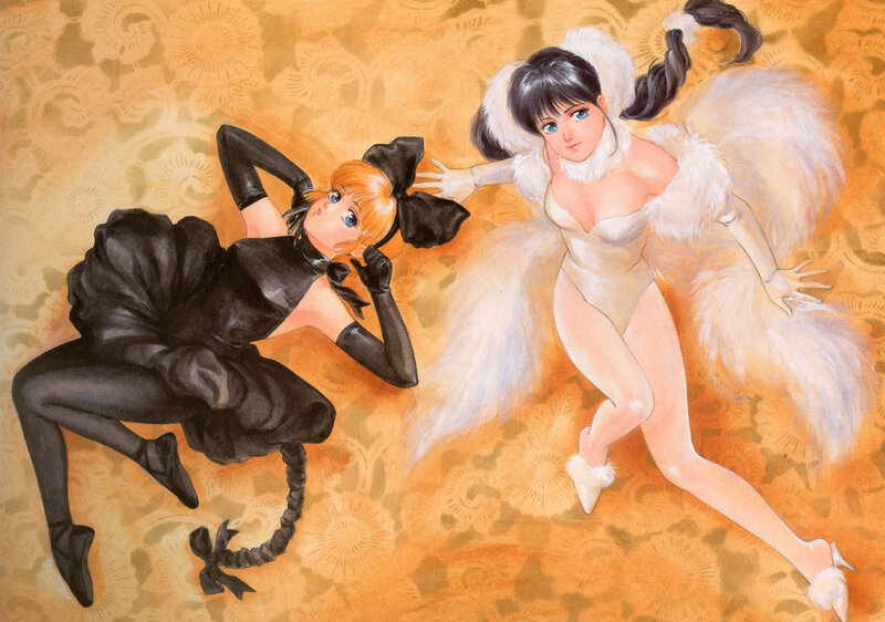 Two Women in Costumes — Orange, Dramatic