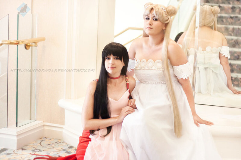 Two Women in Costumes — White, Calm