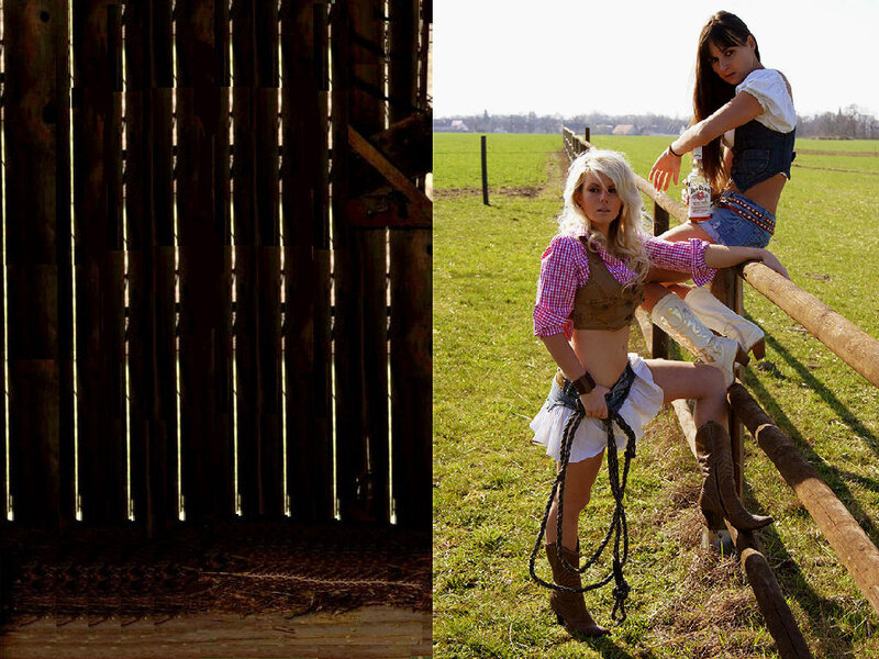 Two Women in Cowboy Attire — Green