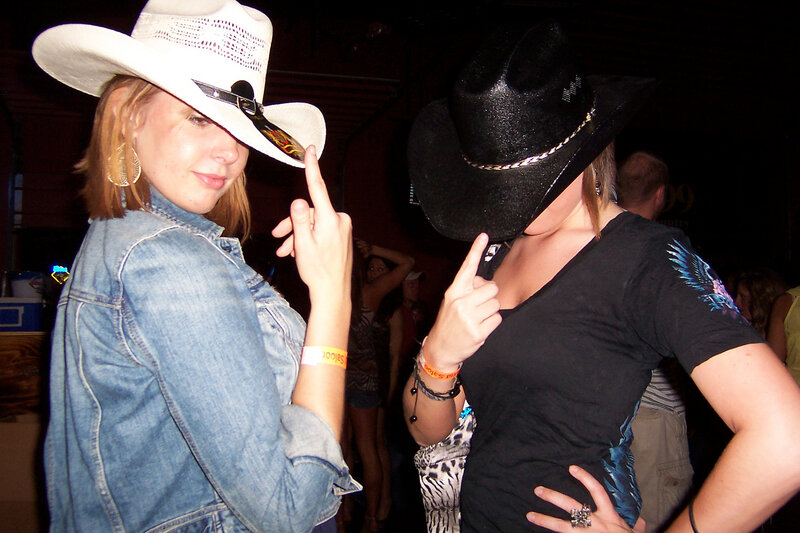 Two Women in Cowboy Hats — Black, Nocturnal