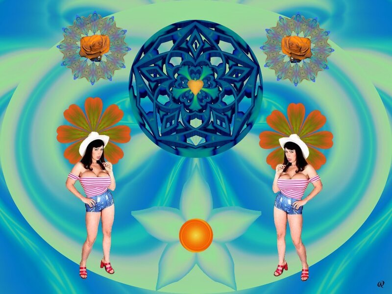 Two Women in Cowboy Hats — Blue
