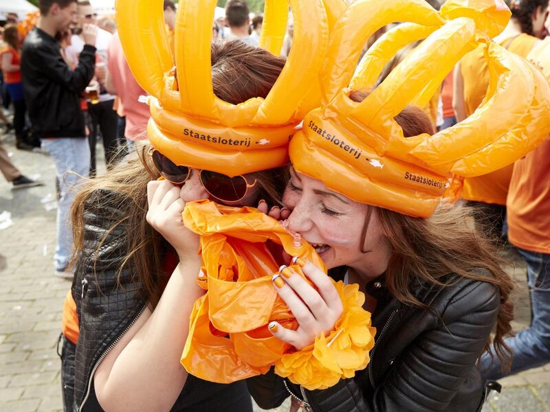 Two Women in Crowns — Orange