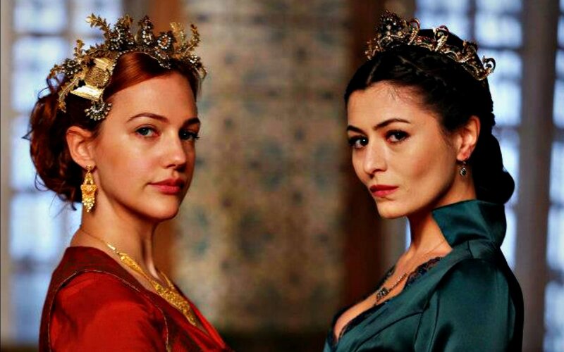 Two Women in Crowns — Red, Dramatic