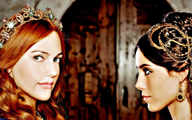 Two Women in Crowns — Red