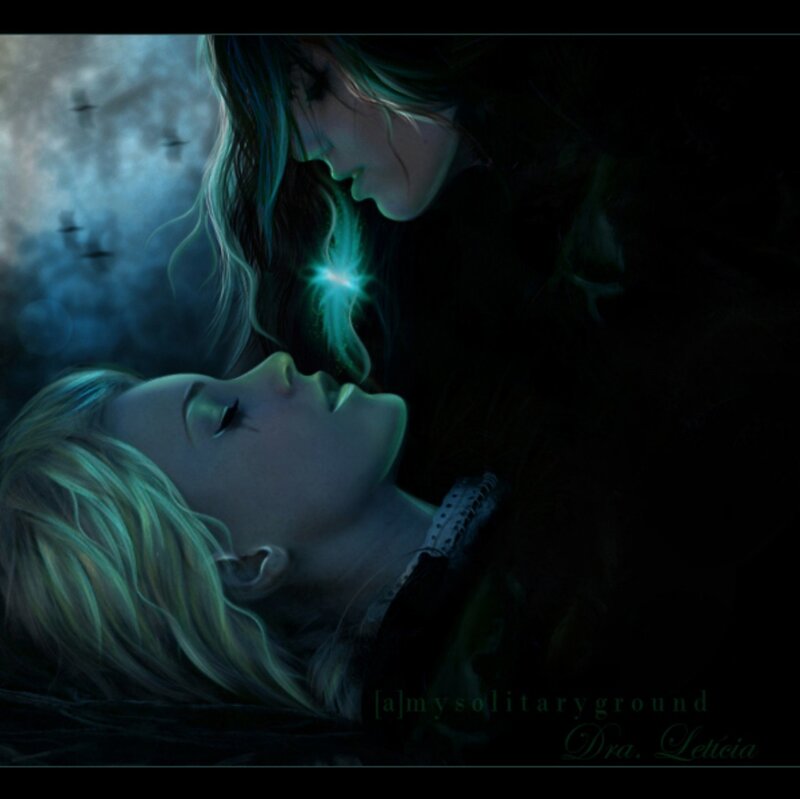 Two Women in Dark Scene — Blue