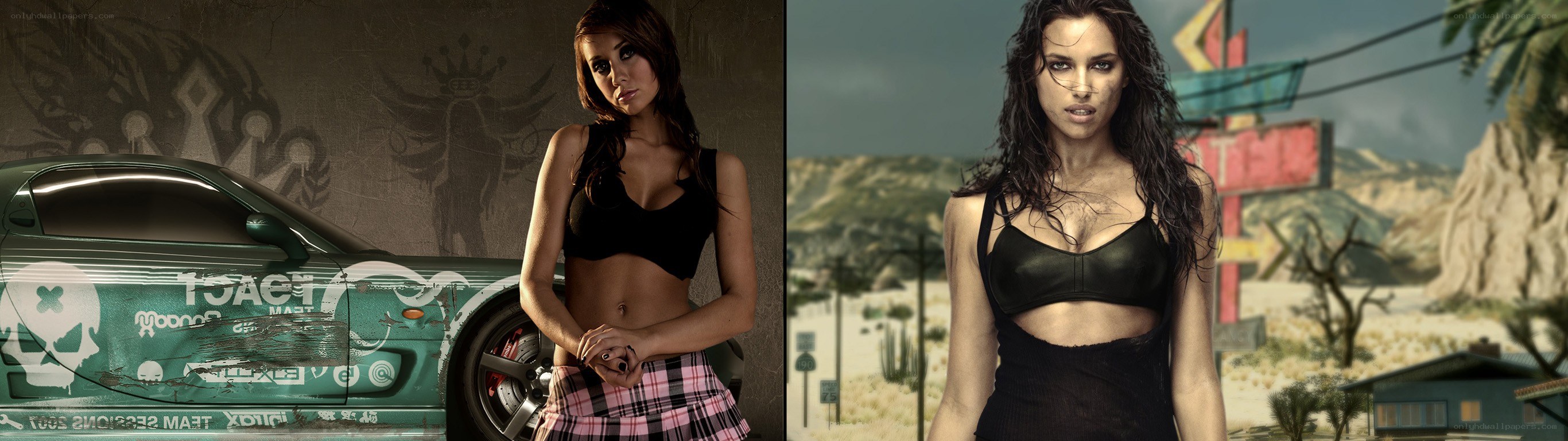 Two women in different settings