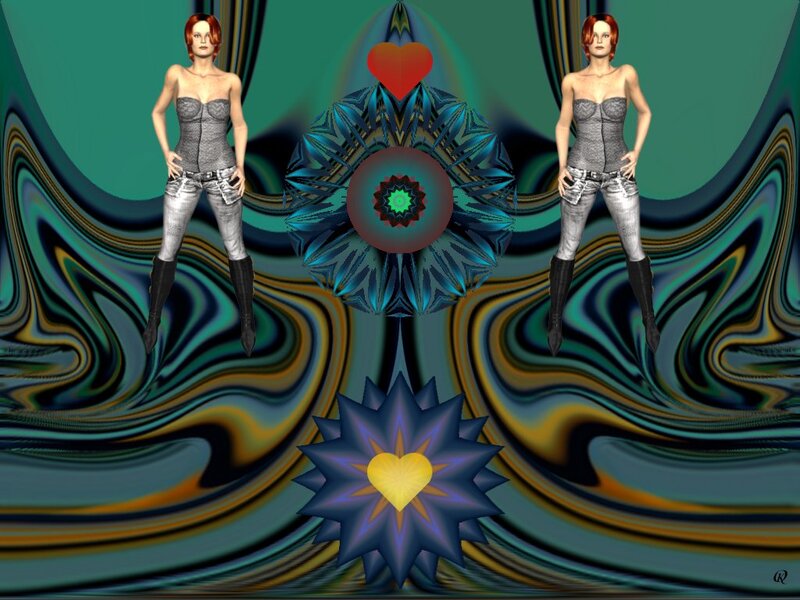 Two Women in Digital Art — Blue, Hypnotic